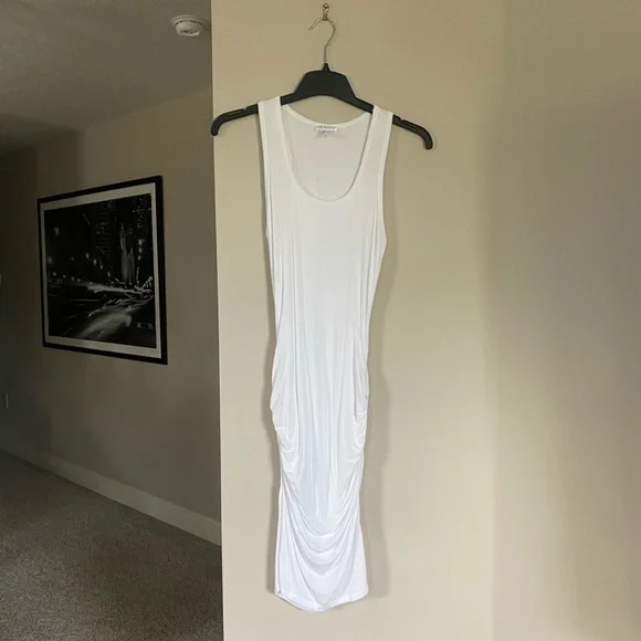 knee length dresses for ladies White Sleeveless Square Neck Lace Up Cut Out Ruched Midi Dress Medium main image 1